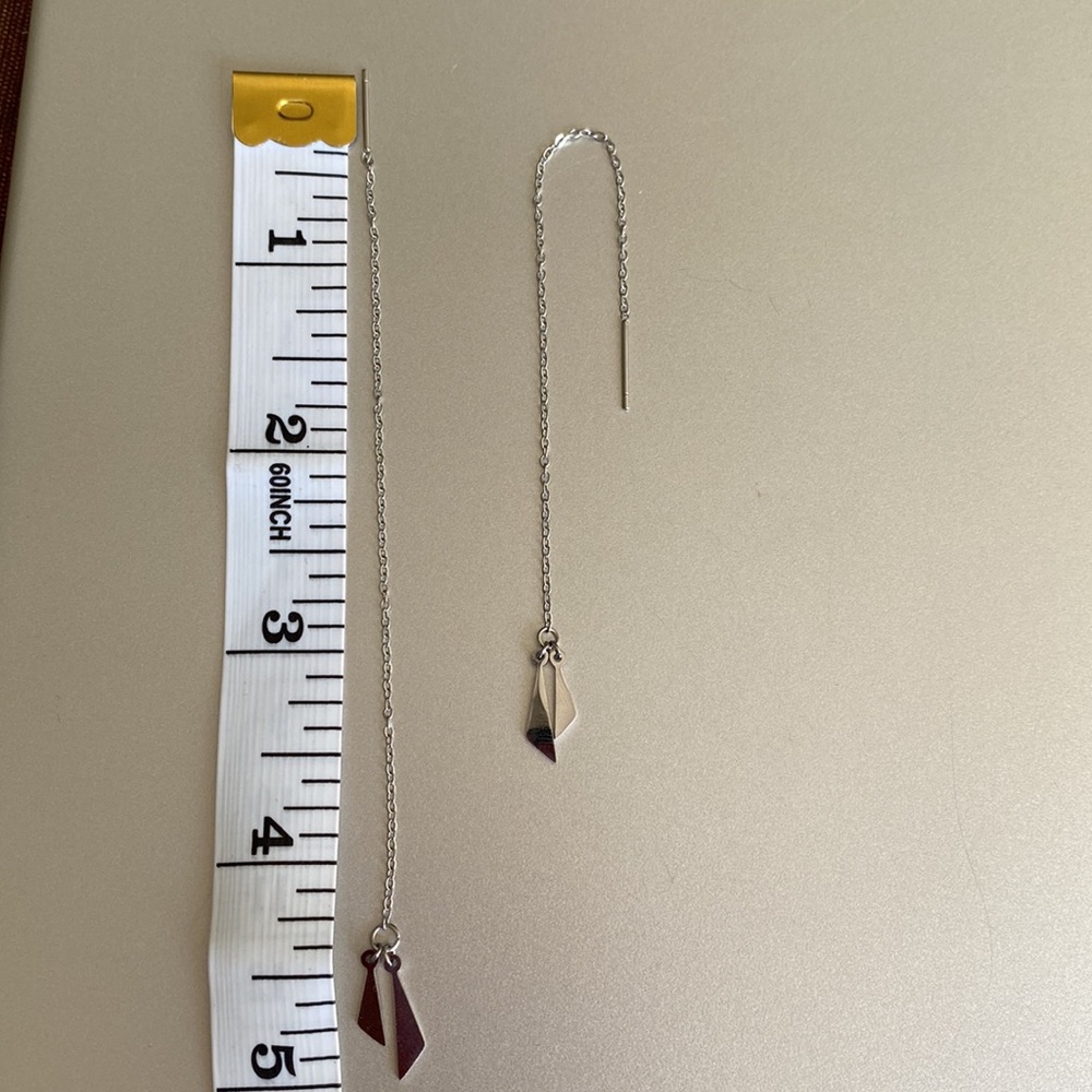 🆕NIP: 925 Threader Earrings- Dual Triangle Dangle - Picture 5 of 5